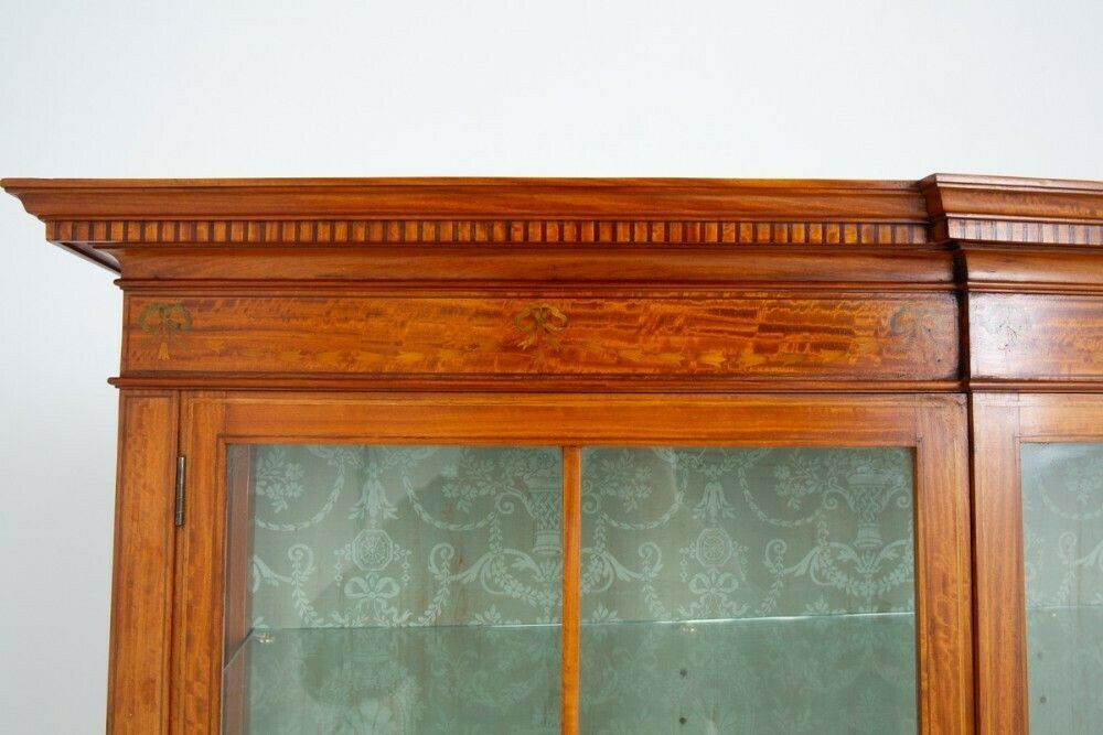 photo for sale Sheraton Revival Display Cabinet Satinwood Antique 1880