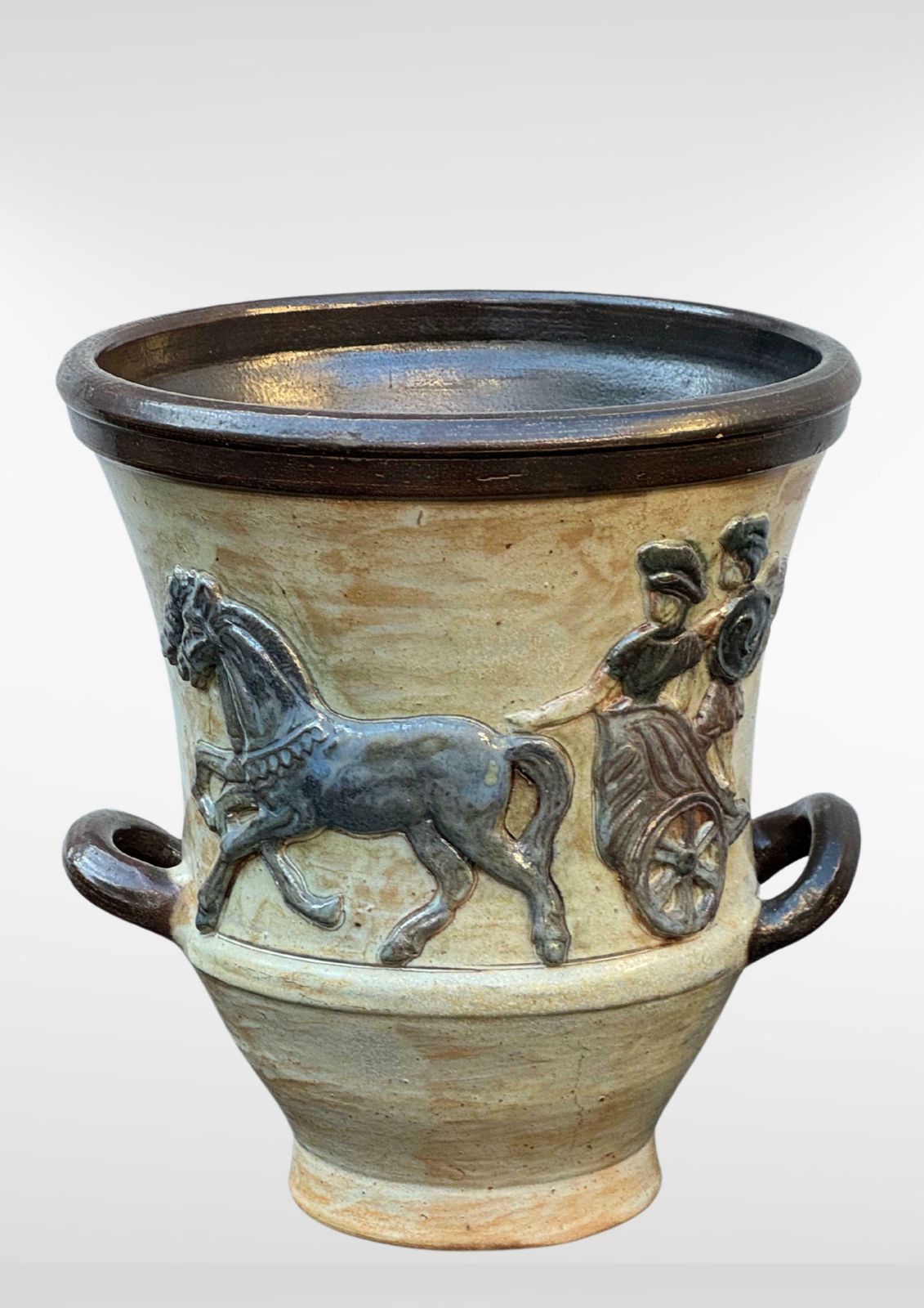 Art Deco Belgium Stoneware Jardiniere Planter Large Sized Bouffioulx Armogres photo for sale