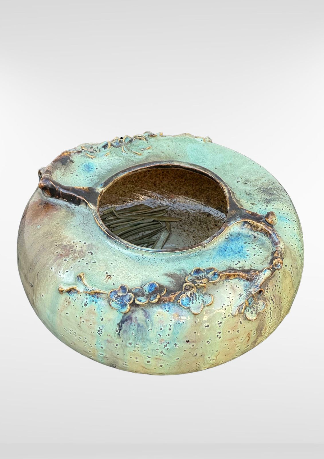 Art Nouveau Belgium Stoneware Studio Pottery Vase photo vintage