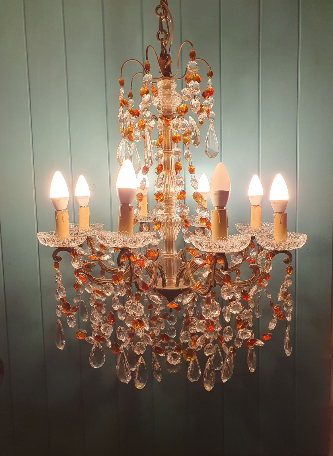 Early 20th Century French Chandelier With Orange Drips photo furniture