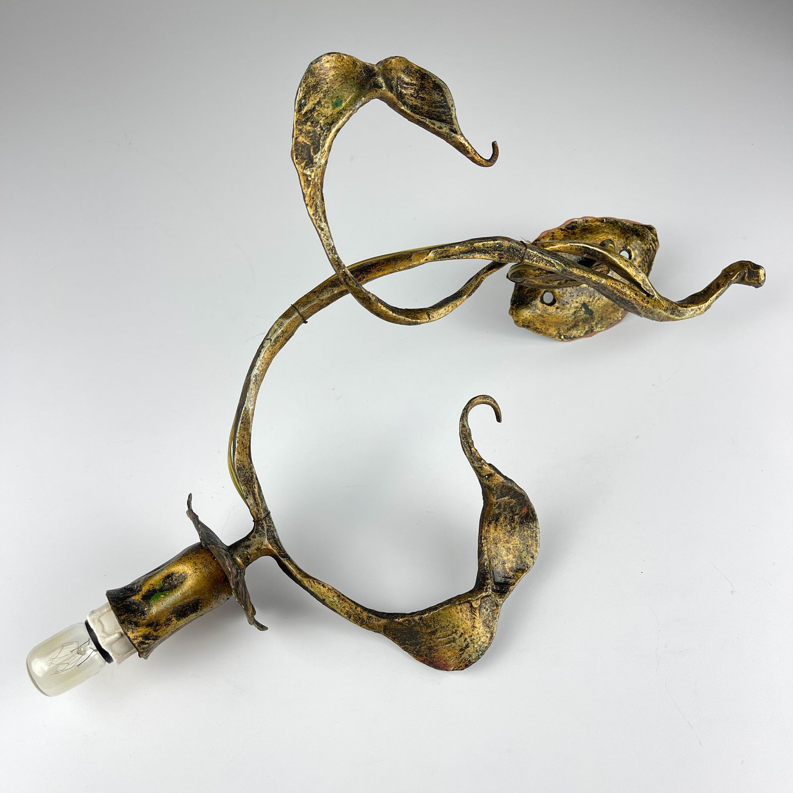 Original Metal Brutalist Wall Lamp By Salvino Marsura, Italy 1960s