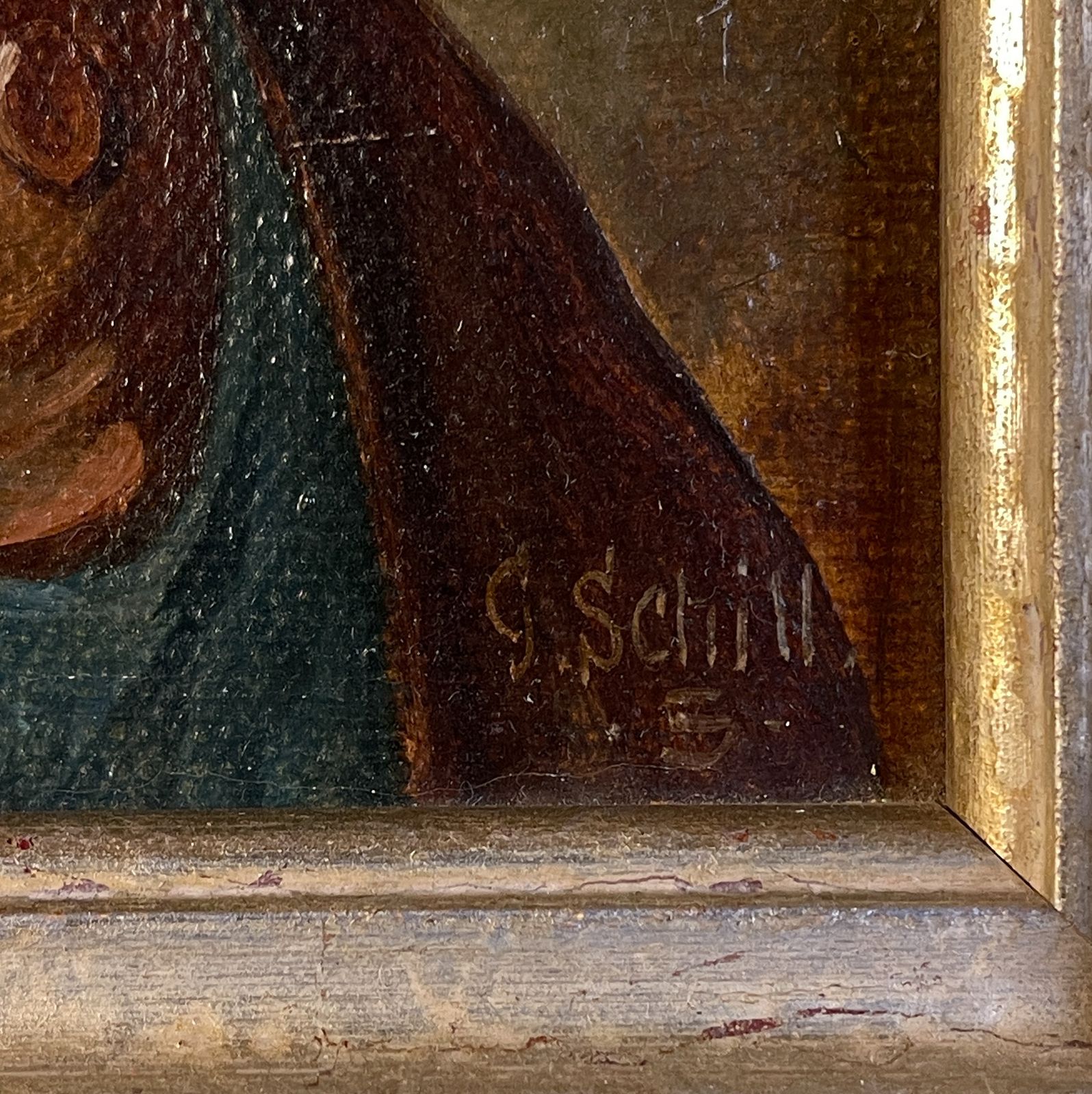 photo for sale Antique Painting Portrait "Man In A Nightcap With A Pipe" By G. Schill, Canvas, Oil, 1930s