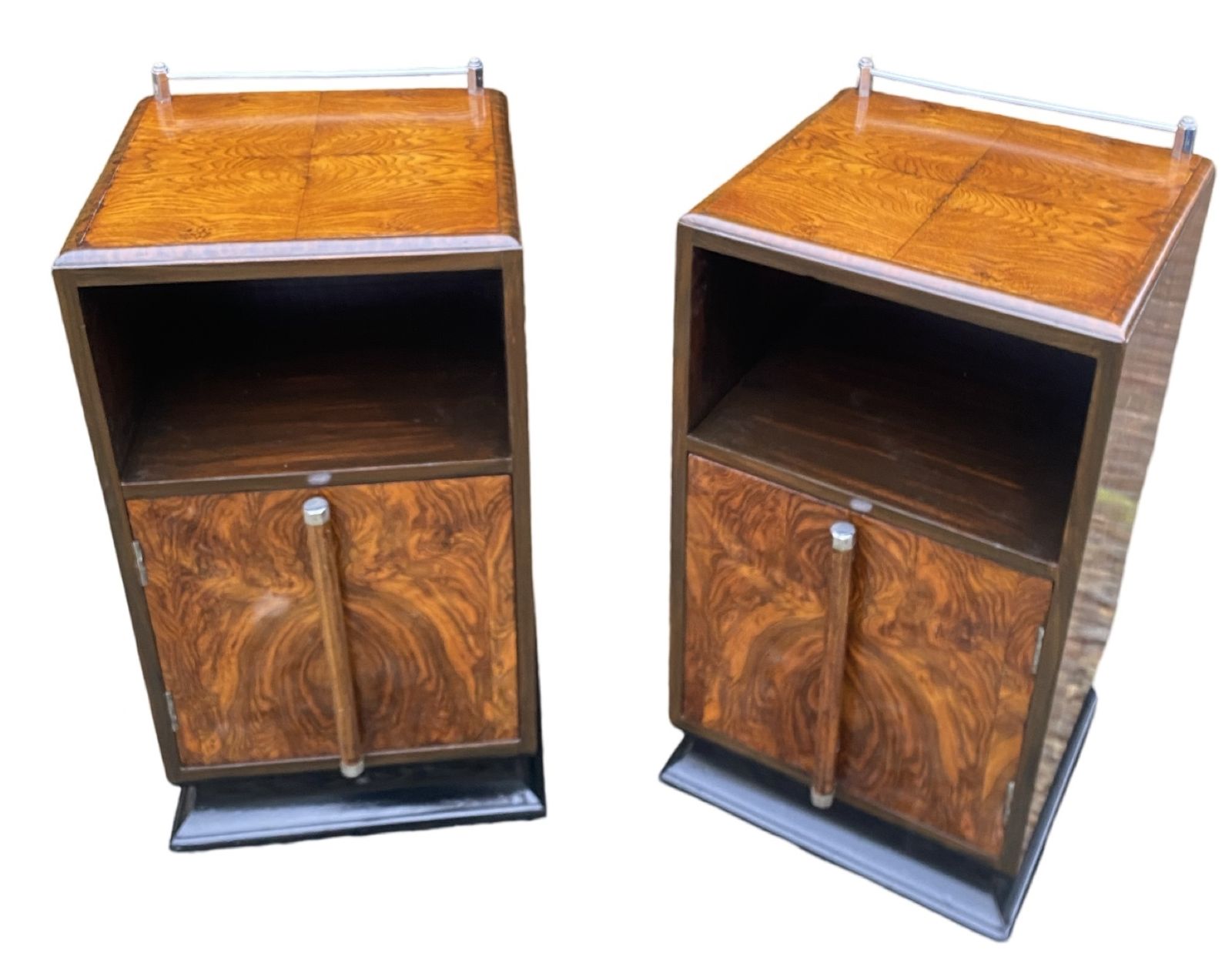 Pair Of Matching Figured Walnut Bedside Cabinets photo for sale