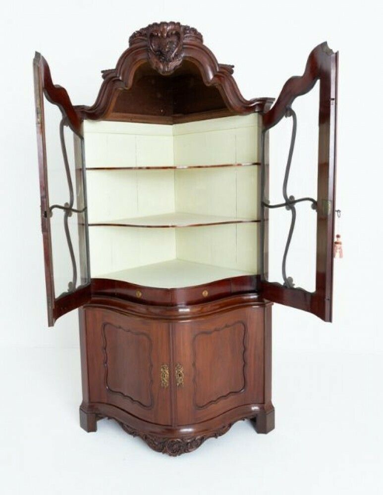 Antique French Corner Cabinet Mahogany Vitrine 1860 photo vinterior