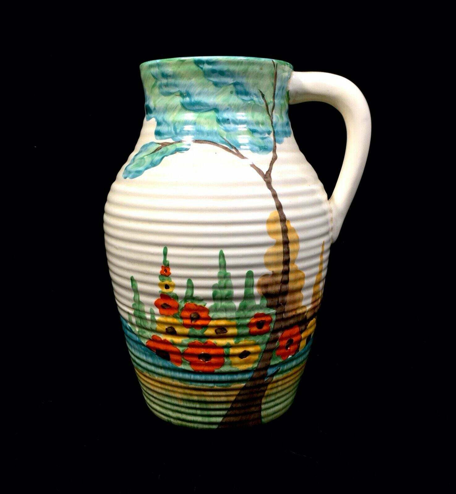 Antique Clarice Cliff Fragrance Lotus Jug Large / C1935 Art Deco Pottery Bizarre photo for sale