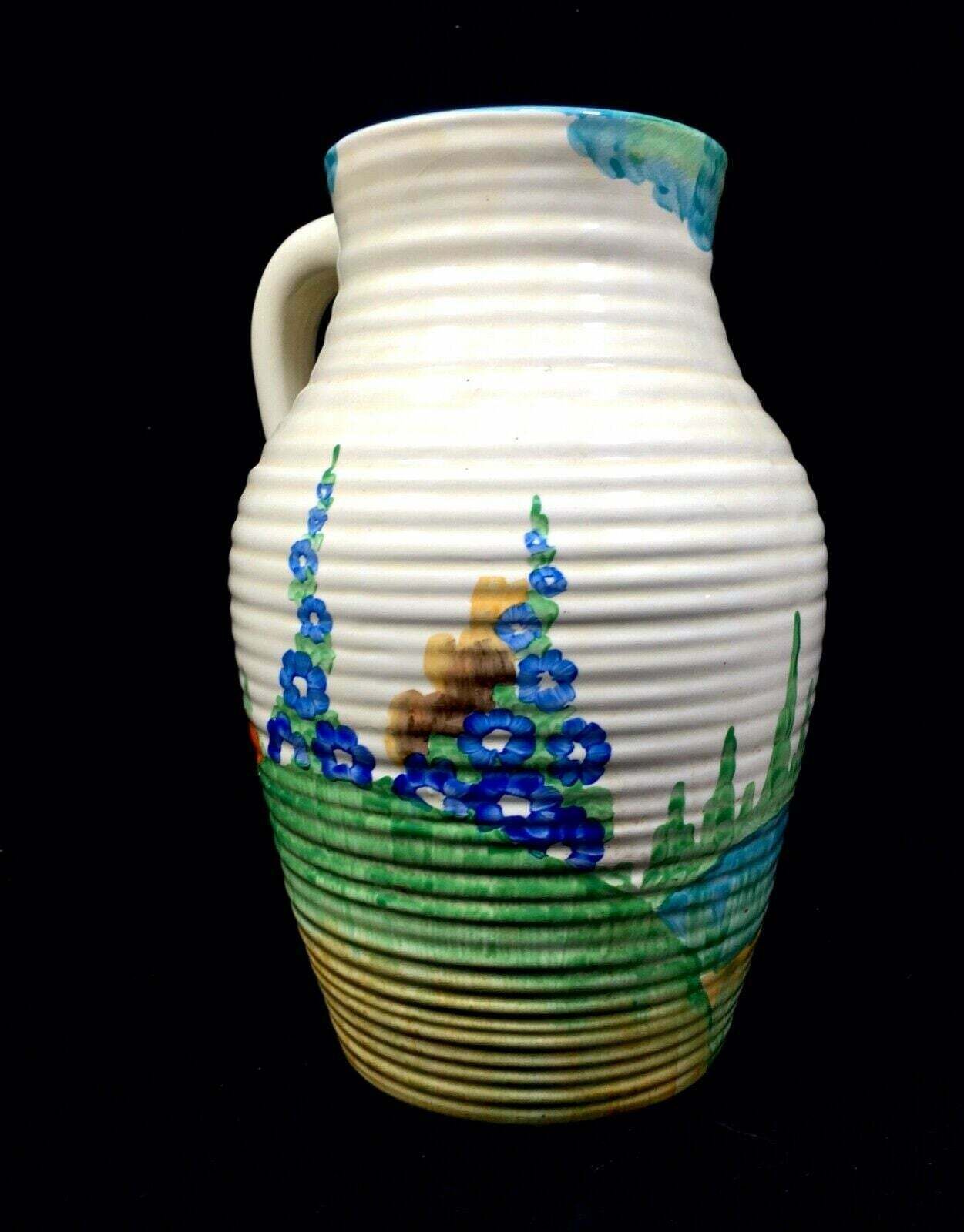 Antique Clarice Cliff Fragrance Lotus Jug Large / C1935 Art Deco Pottery Bizarre photo vinterior