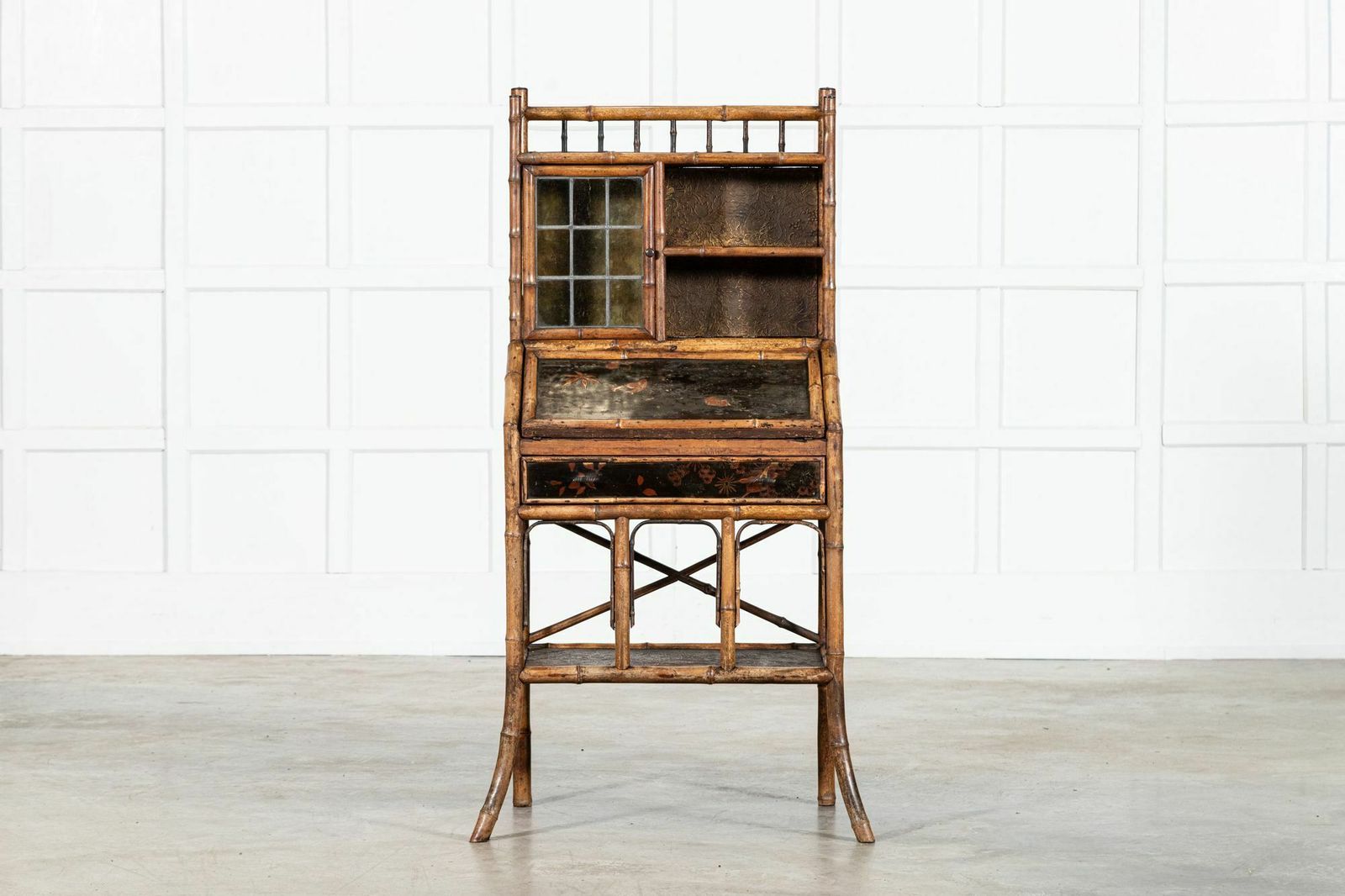 19thc English Bamboo Bureau, 1800s photo furniture