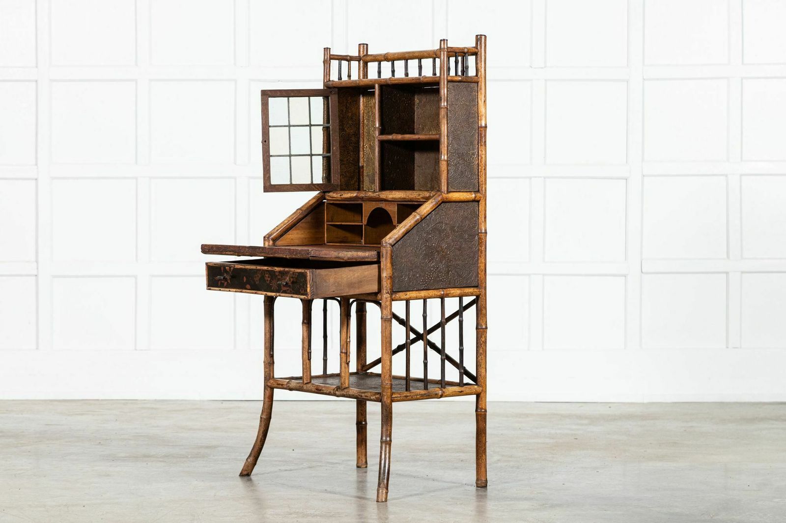 19thc English Bamboo Bureau, 1800s photo 3853.0