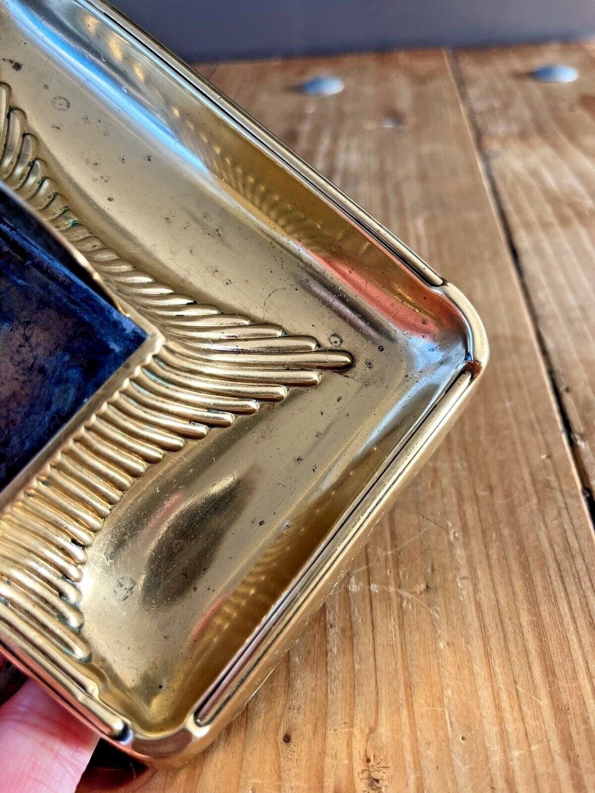 Home Decor Antique Art Nouveau Jugendstil Brass Inkwell & Glass Liner Pot German Austrian photo