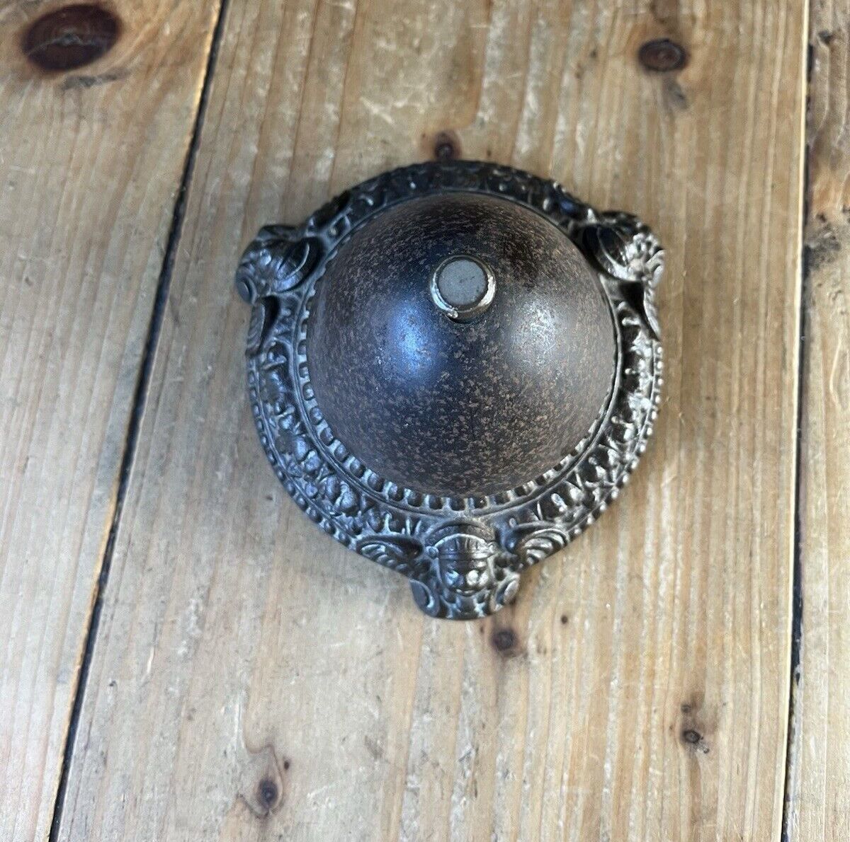Antique Winged Cherub Reception Desk Twist Top Bell Shop Hotel Service Counter photo for sale