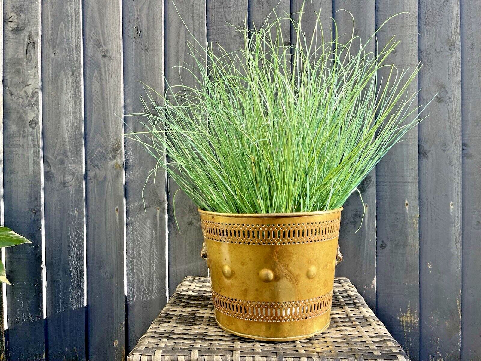 Antique Brass Regency Lions Head Heart Fretwork Planter Plant Pot Jardiniere Af photo furniture