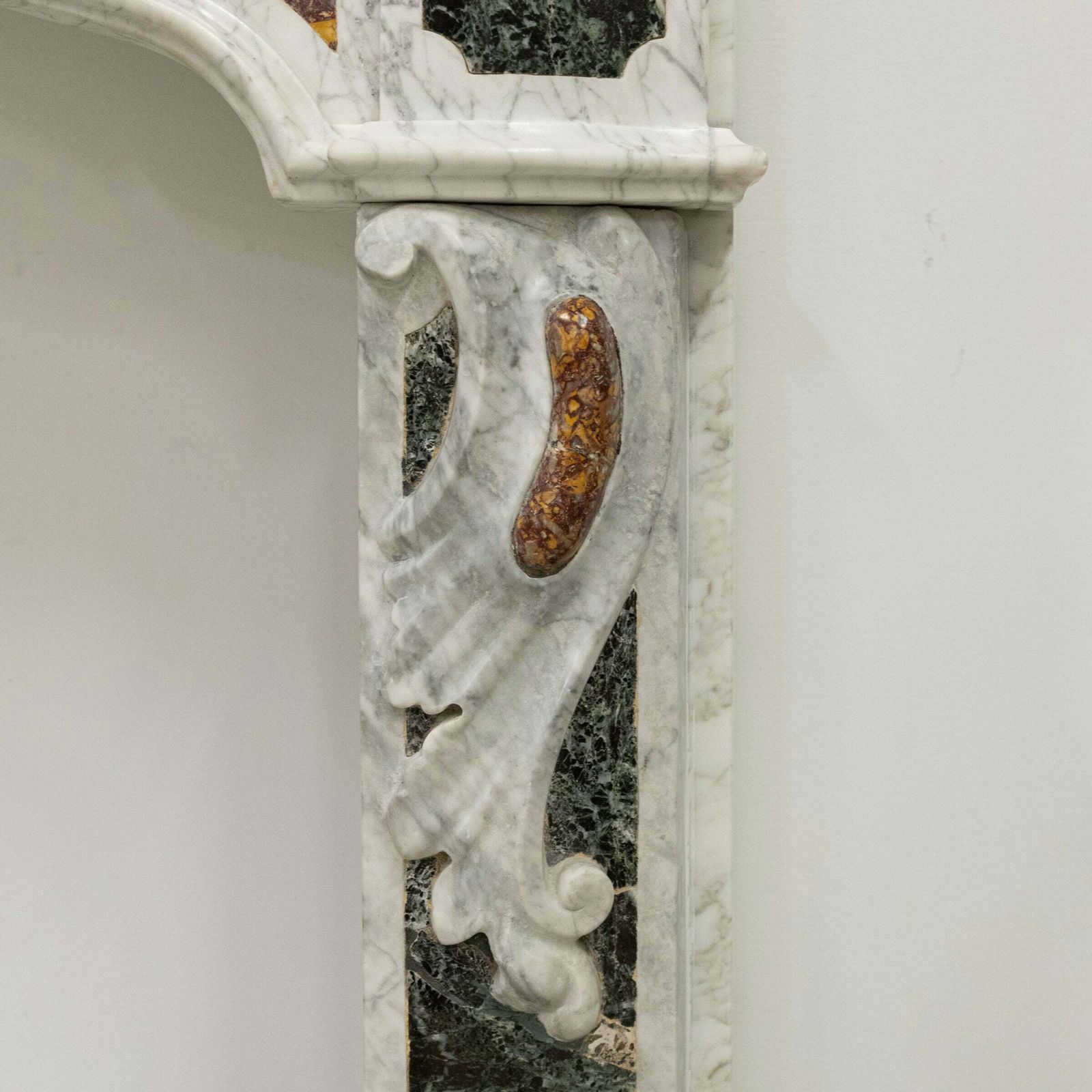 5400.0 18th Century French Provençal Carrara Brocatelle & Verde Marble Chimneypiece photo