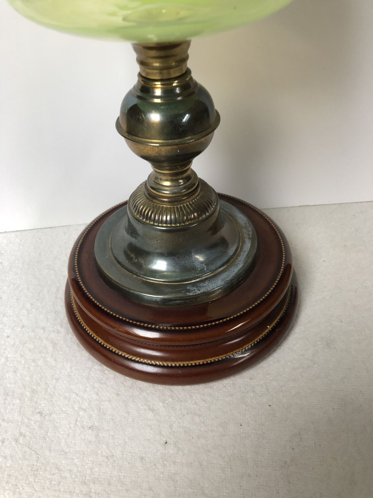Rare Victorian Yellow Vaseline Glass Oil Lamp photo vintage