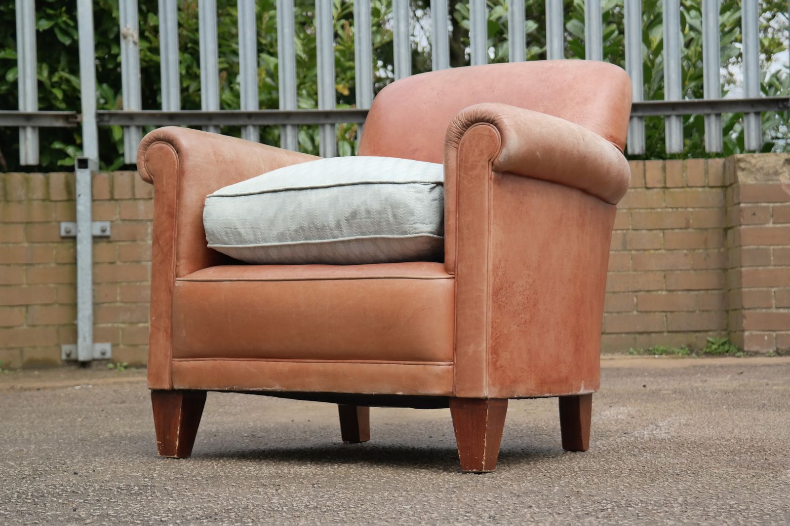 Laura Ashley Burlington Leather Library Club Fireside Leather Armchair Tan photo furniture