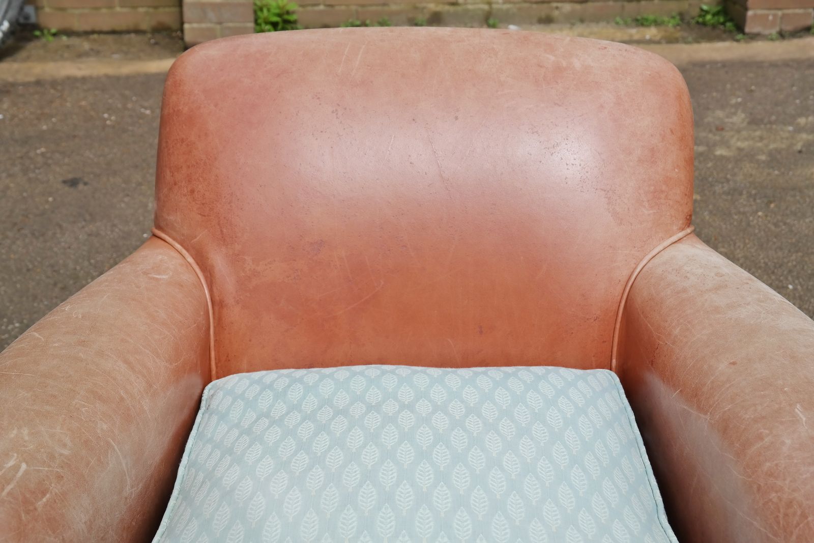 Laura Ashley Burlington Leather Library Club Fireside Leather Armchair Tan photo buy