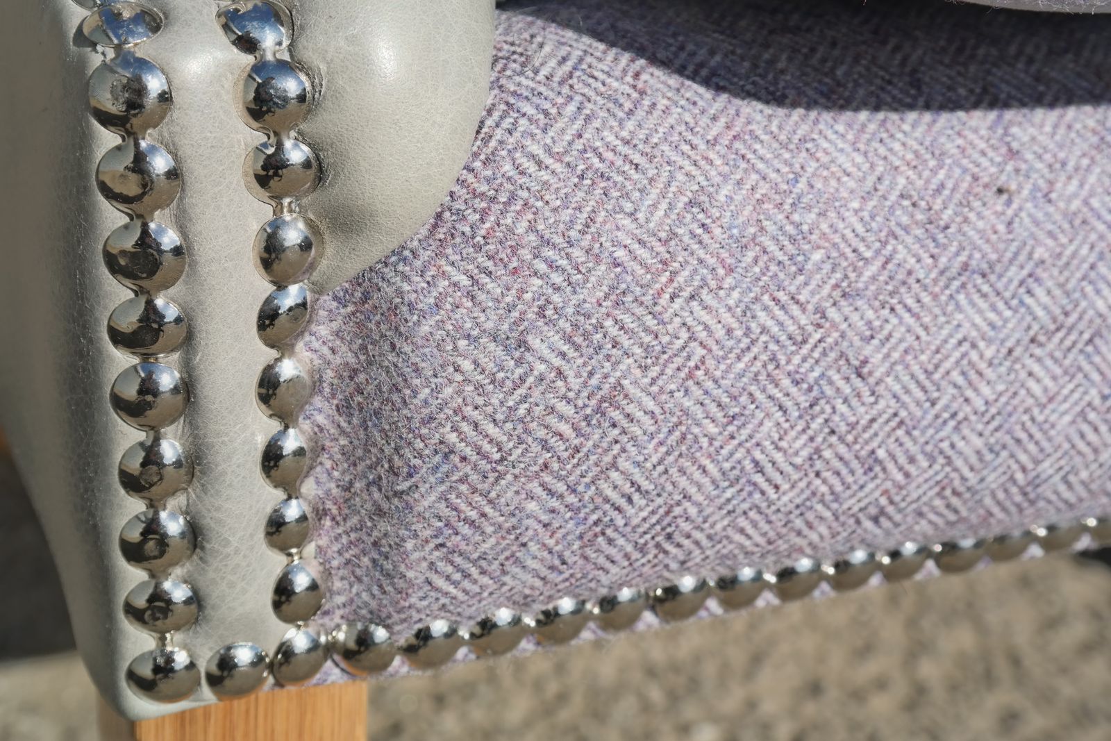 Superb Tetrad Mackenzie Leather & Tweed Chesterfield Armchair Grey photo vinterior