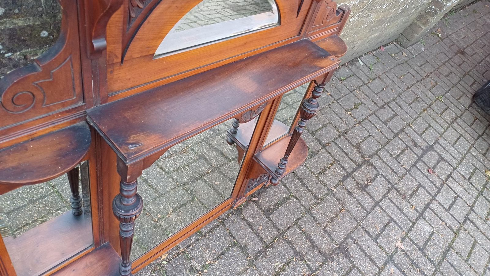 photo furniture Massive Imposing High Quality Mahogany Over Mantel Mirror Wealth Of Decorative Features 4 Bevelled Mirrors