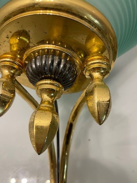 Large Brass Green Murano Glass Sconces Set Of 2 photo Lighting