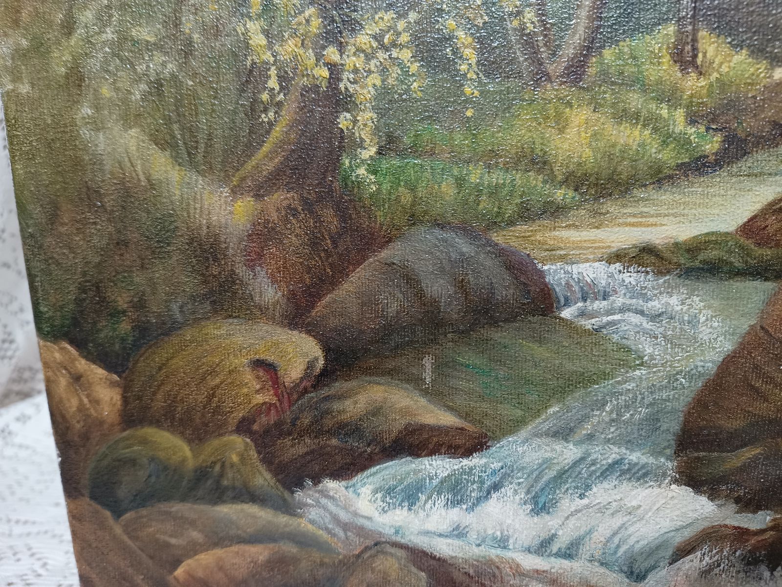 Original Oil Painting River Tavy Dartmoor Devon On Stretched Cotton Canvas Unframed Artist Signed. photo vintage
