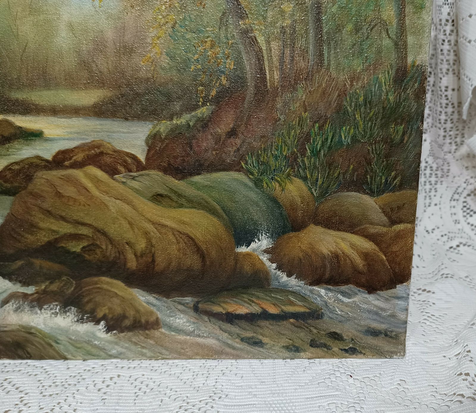 photo furniture Original Oil Painting River Tavy Dartmoor Devon On Stretched Cotton Canvas Unframed Artist Signed.