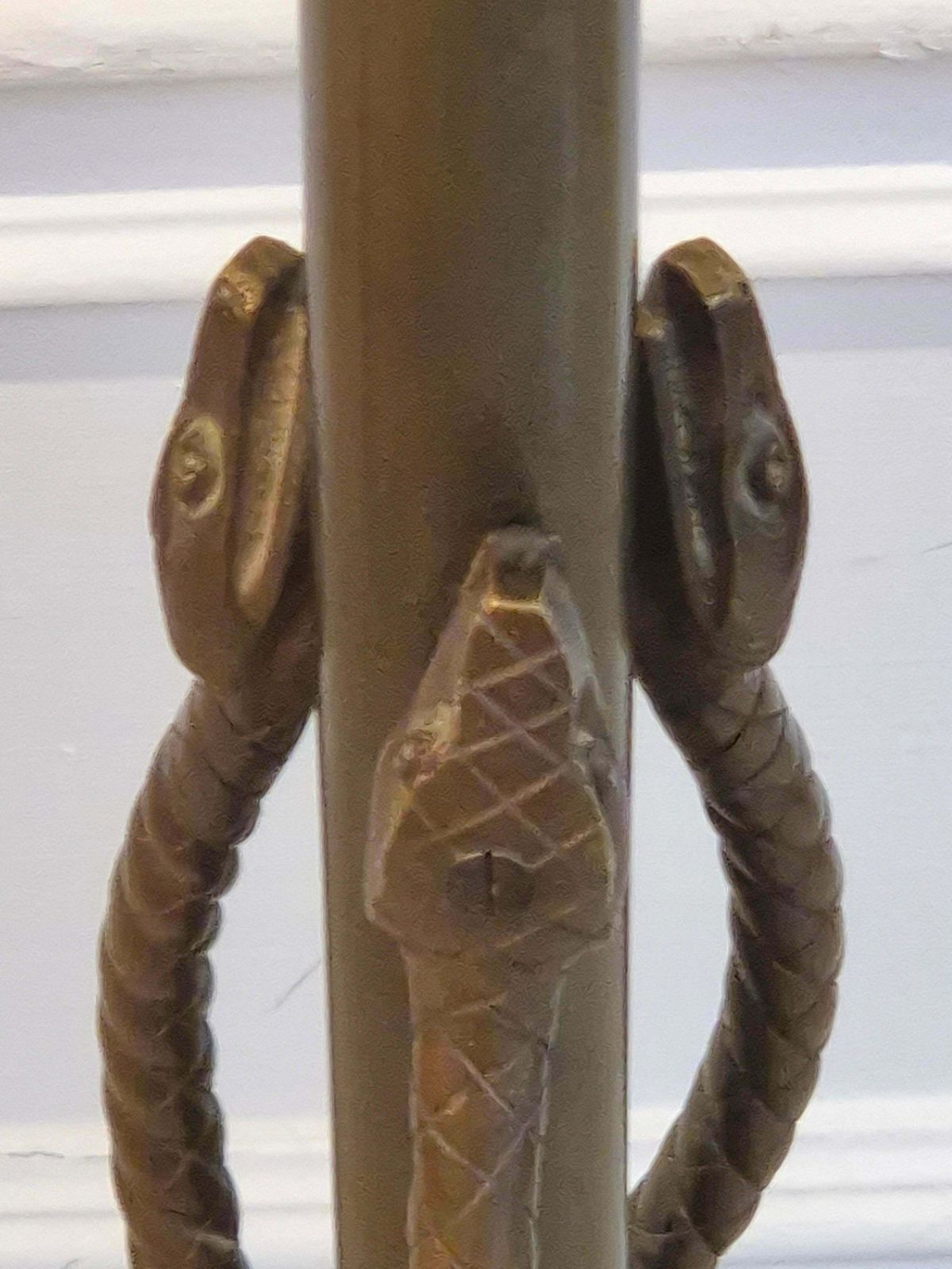 5393.0 Rare Exquisite Bronze Floor Lamp With Entwined Snakes, Early 1900s. photo