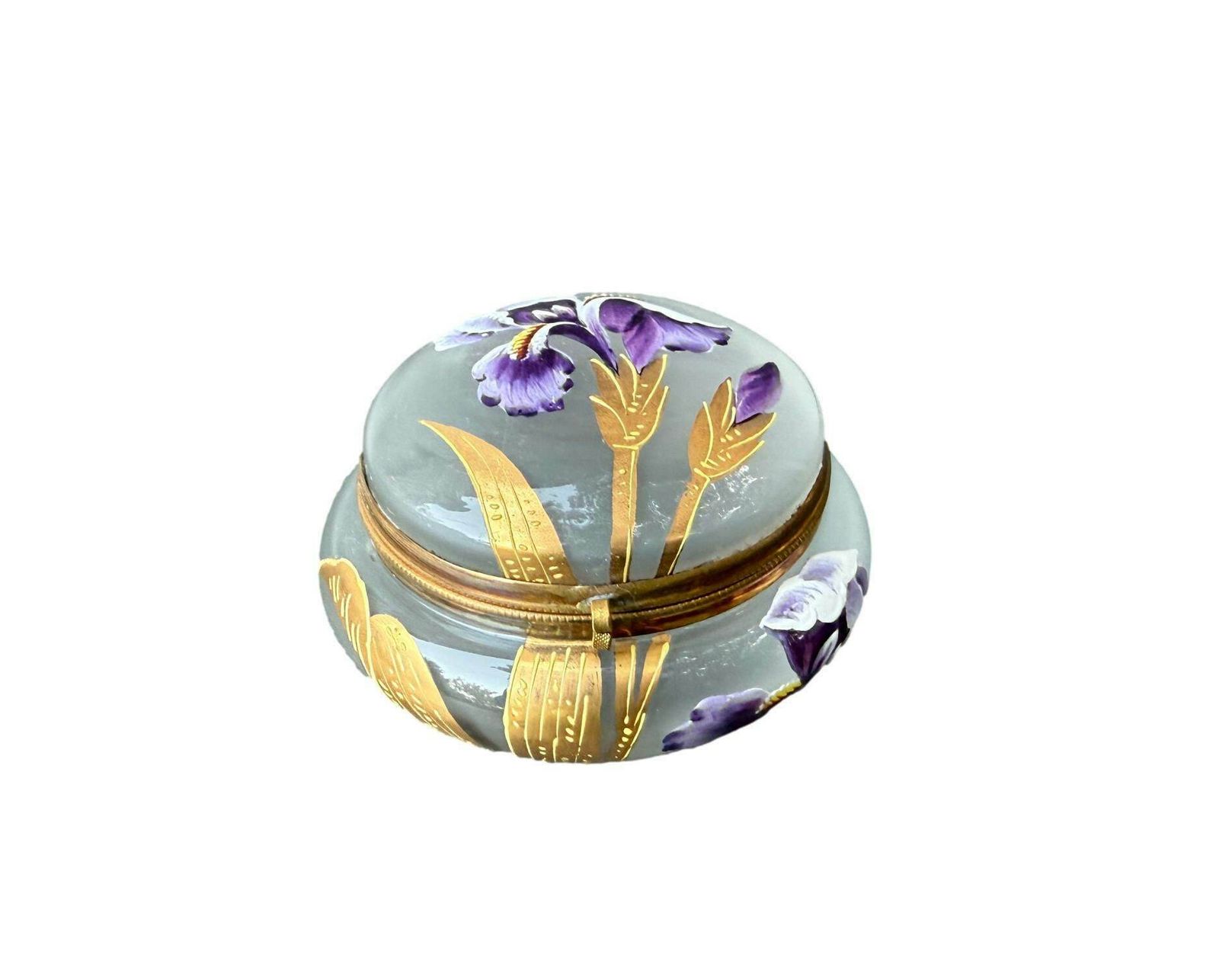 Art Nouveau Enamelled Glass Box Floral Decoration Gift For Her