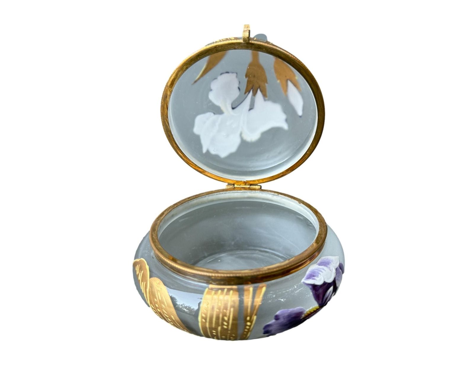 Art Nouveau Enamelled Glass Box Floral Decoration Gift For Her photo Home Decor