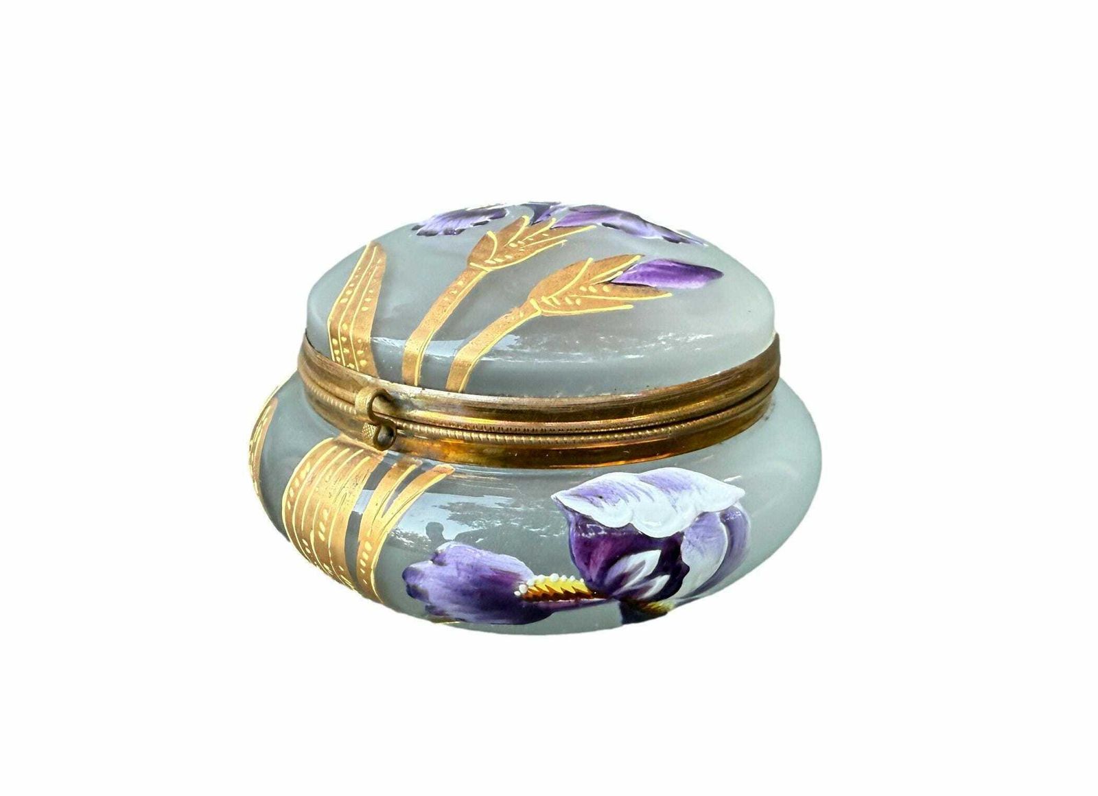 Art Nouveau Enamelled Glass Box Floral Decoration Gift For Her photo vinterior