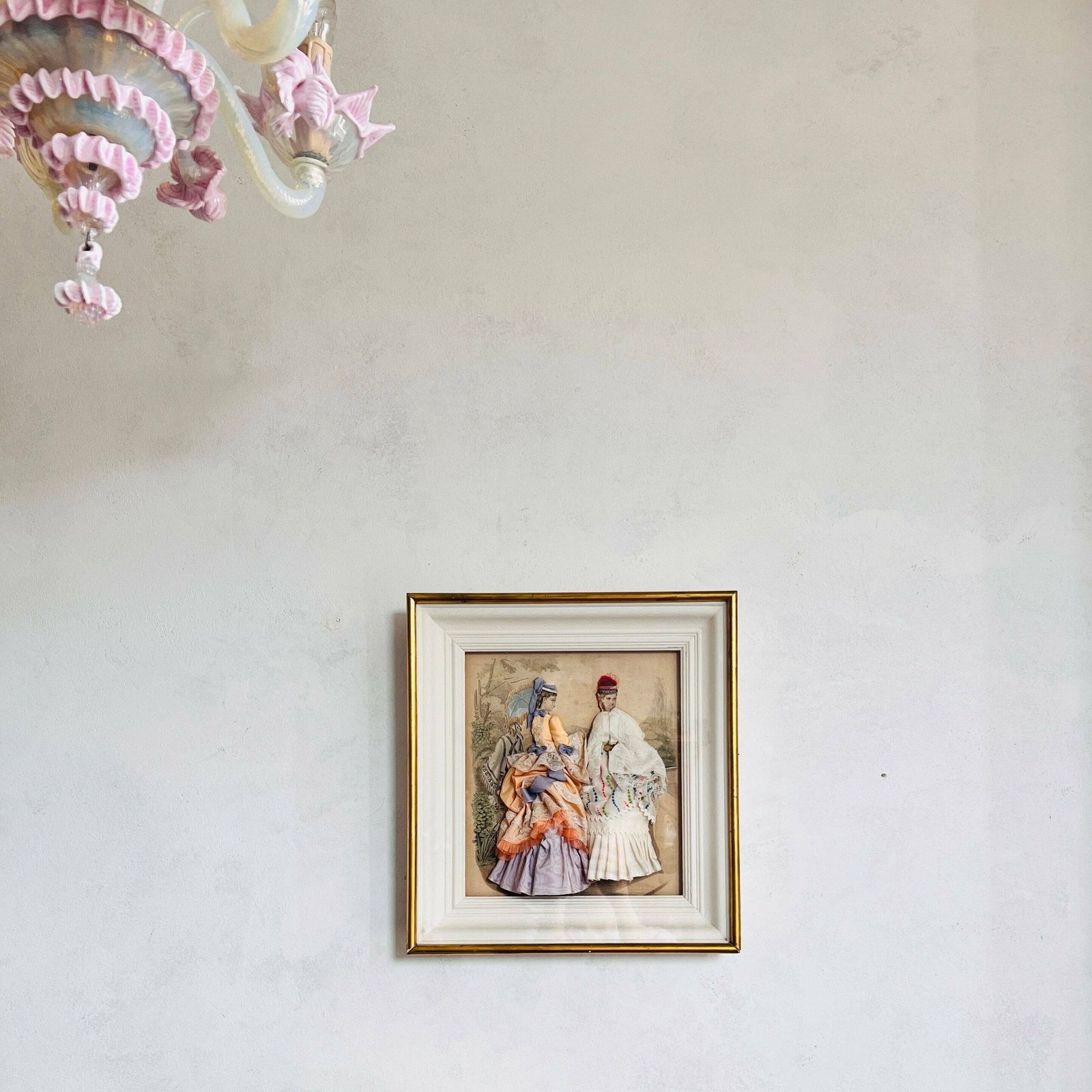 Victorian 3d Shadow Box With Vintage French Ladies Print Decorative Fabric And La Mode Illustree Paris Dress Fashion Design photo for sale