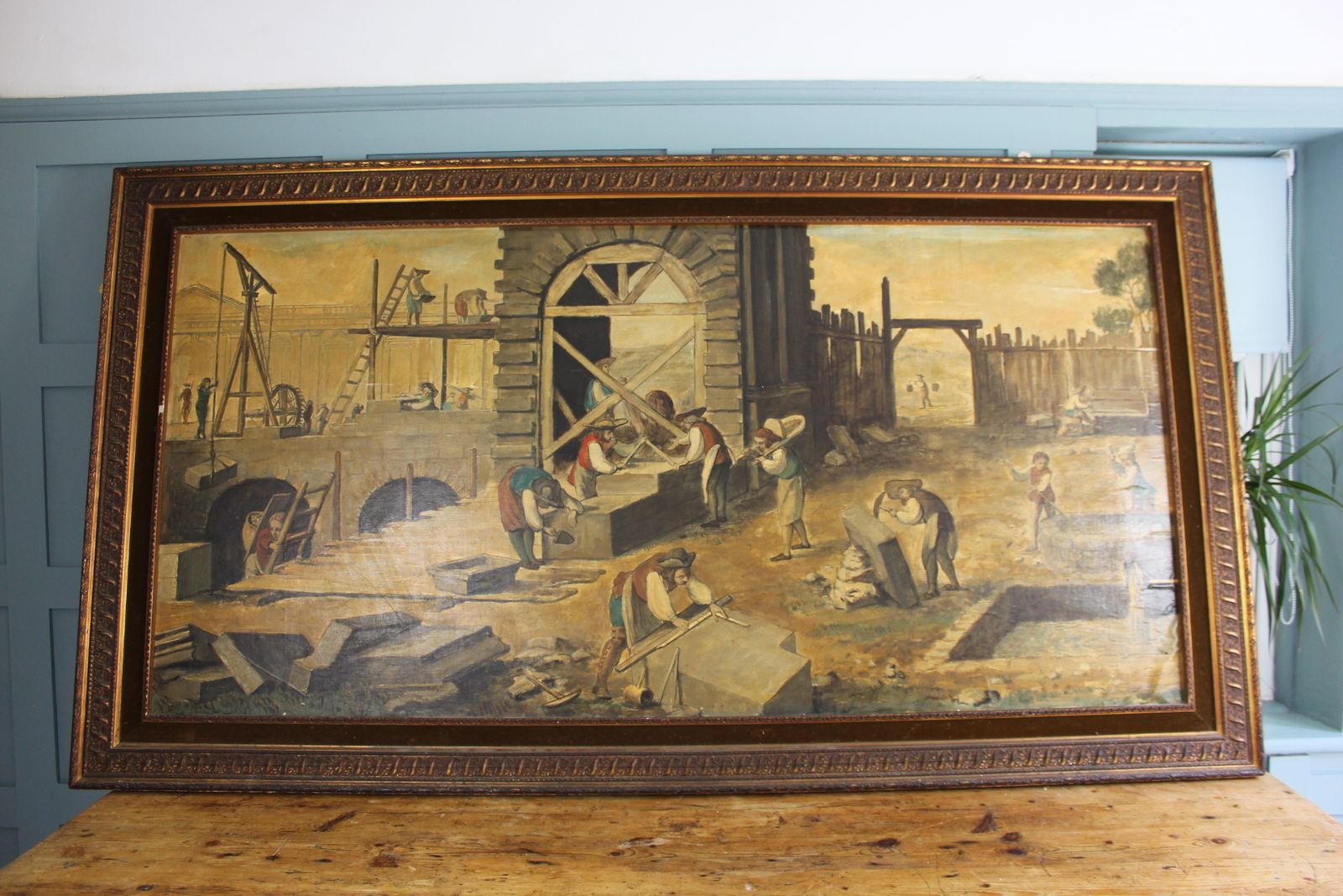 Abbé Prévost The Stonemasons At Work Oil On Paper photo furniture