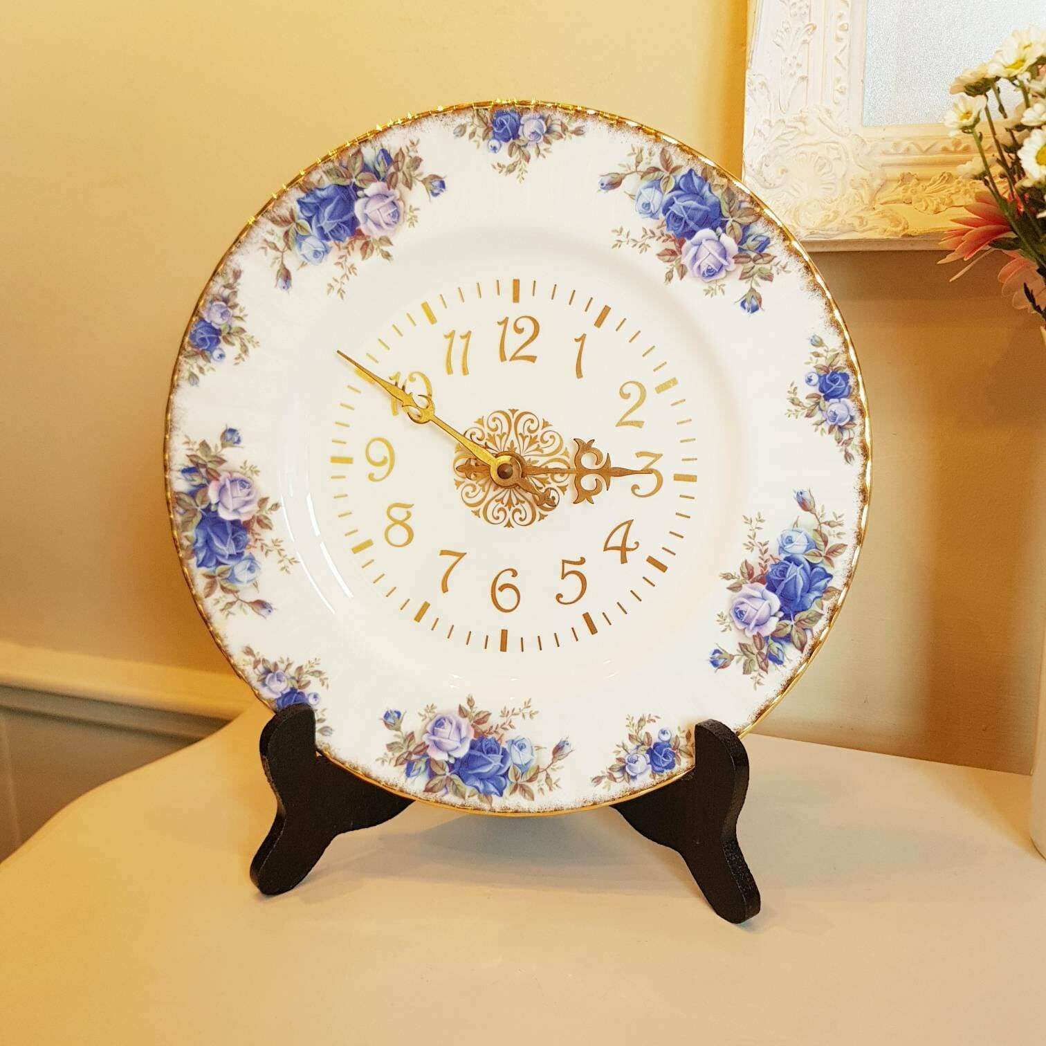 Royal Albert Moonlight Rose Wall Clock, Quartz Clock, Original Bone China Porcelain, Made In England, Ltd 1987 photo furniture