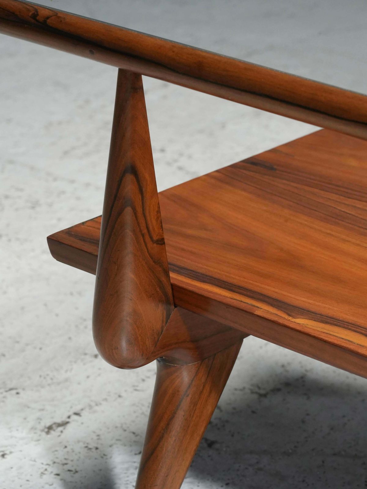 Coffee Table By Giuseppe Scapinelli In Caviuna And Glass, Brazil, 1950's photo for sale
