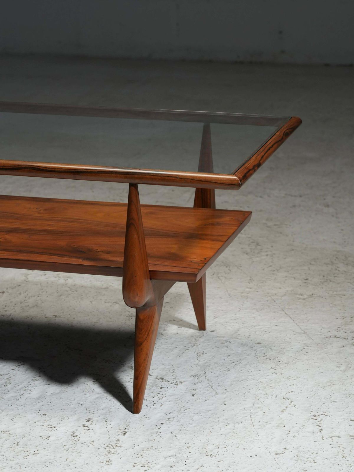 Coffee Table By Giuseppe Scapinelli In Caviuna And Glass, Brazil, 1950's photo vinterior