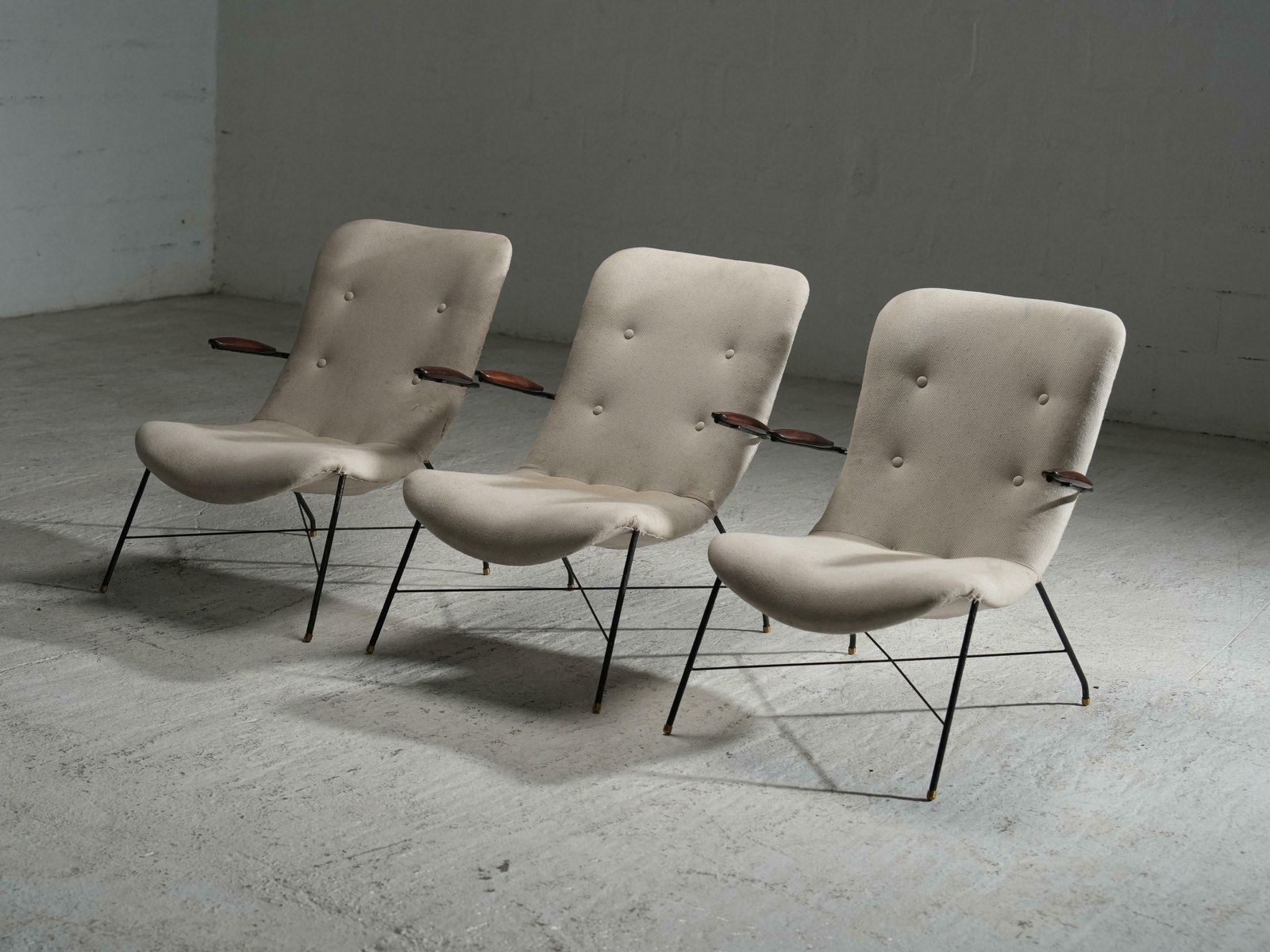 Set Van 3 Loungestoelen Van Eisler En Hauner In Hout En Staal, Brazilië, Jaren 1960 photo furniture