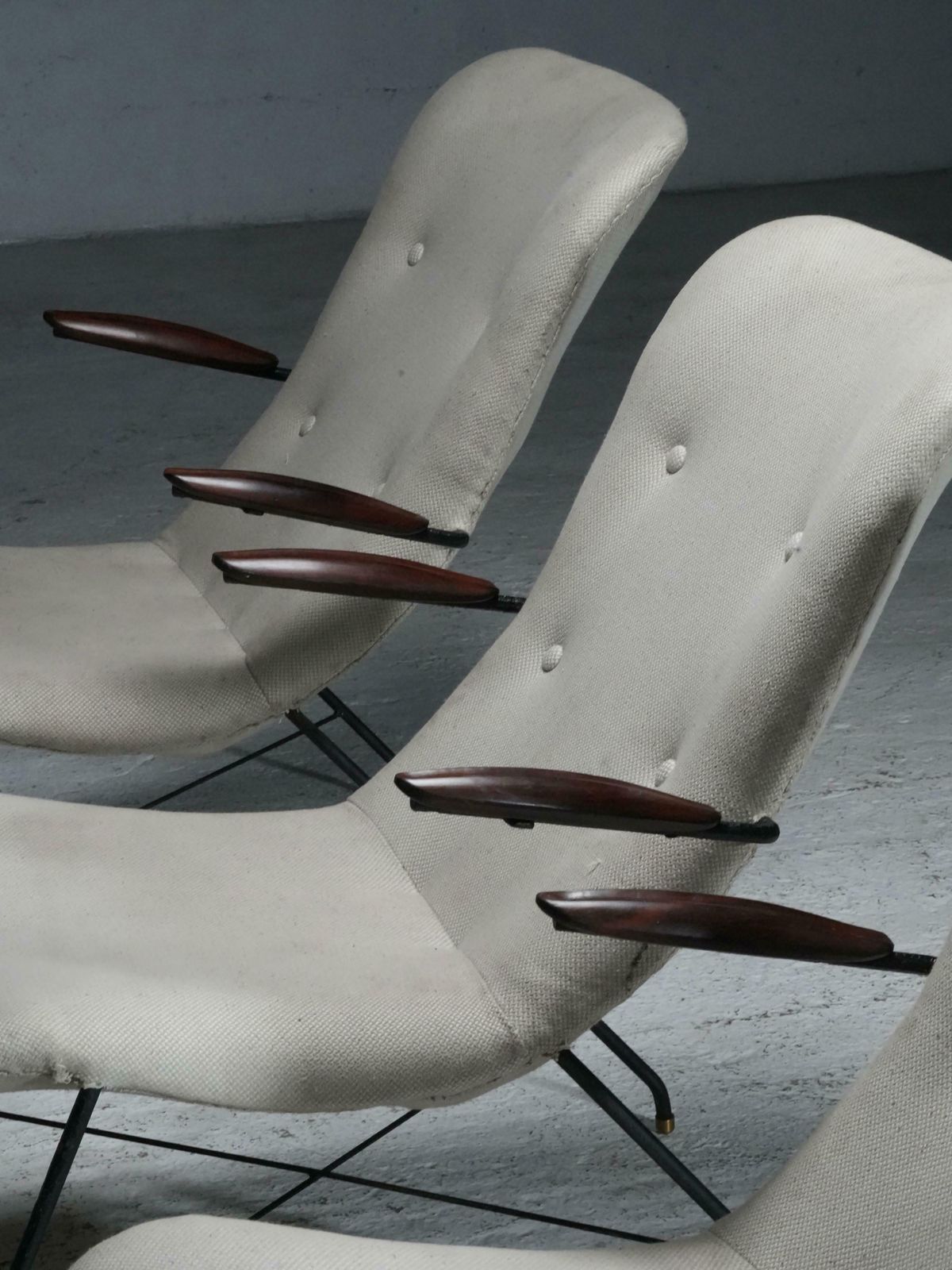 Set Van 3 Loungestoelen Van Eisler En Hauner In Hout En Staal, Brazilië, Jaren 1960 photo for sale