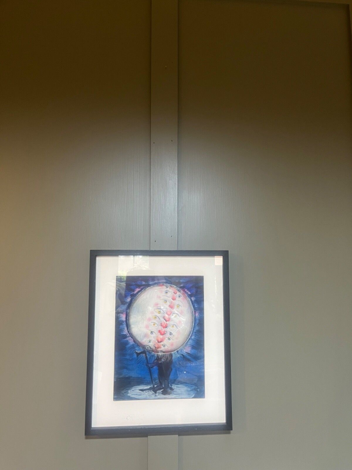 Nicola Bealing Oil Painting ‘Man In The Moon’ Oil On Paper On Board photo for sale