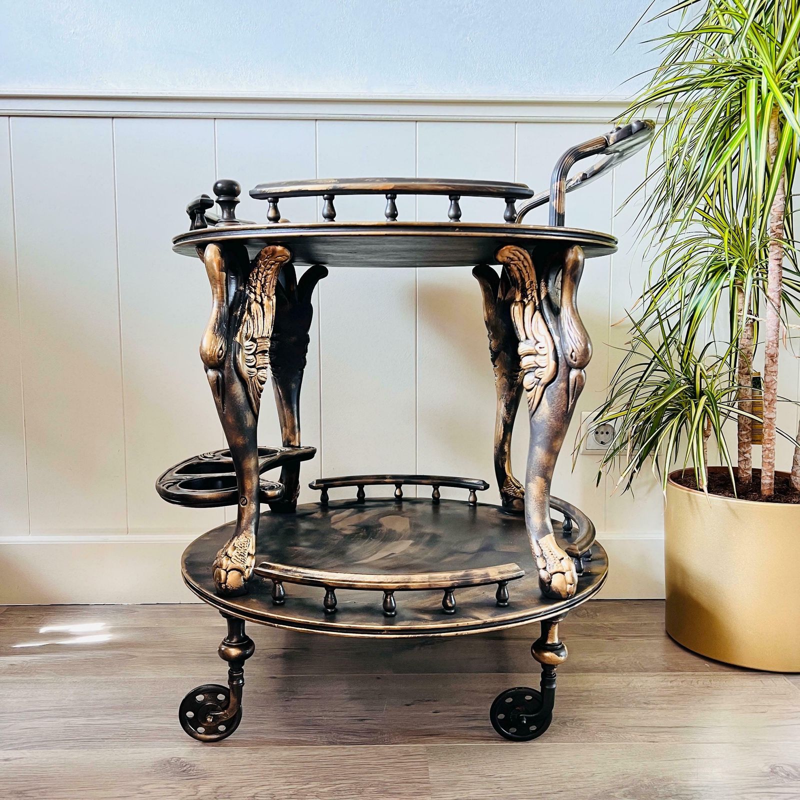 Vintage Serving Trolley Serving Side Table On Wheels Mid Century Bar Cart photo 1470.0