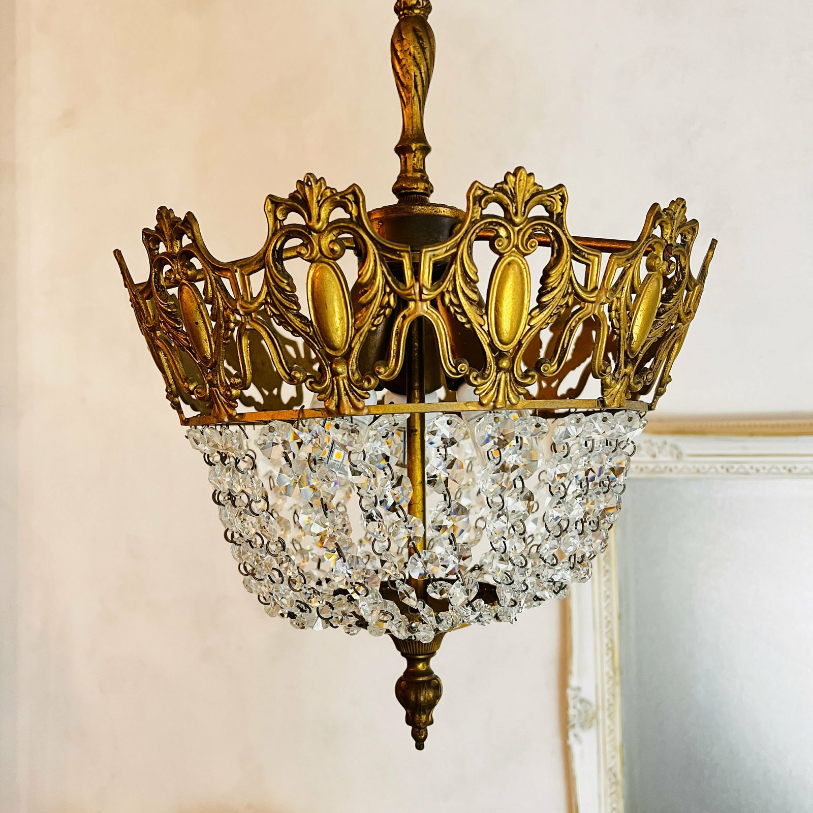 Vintage Chandelier, French Crystal Button Tent And Bag Chandelier, Home Lighting