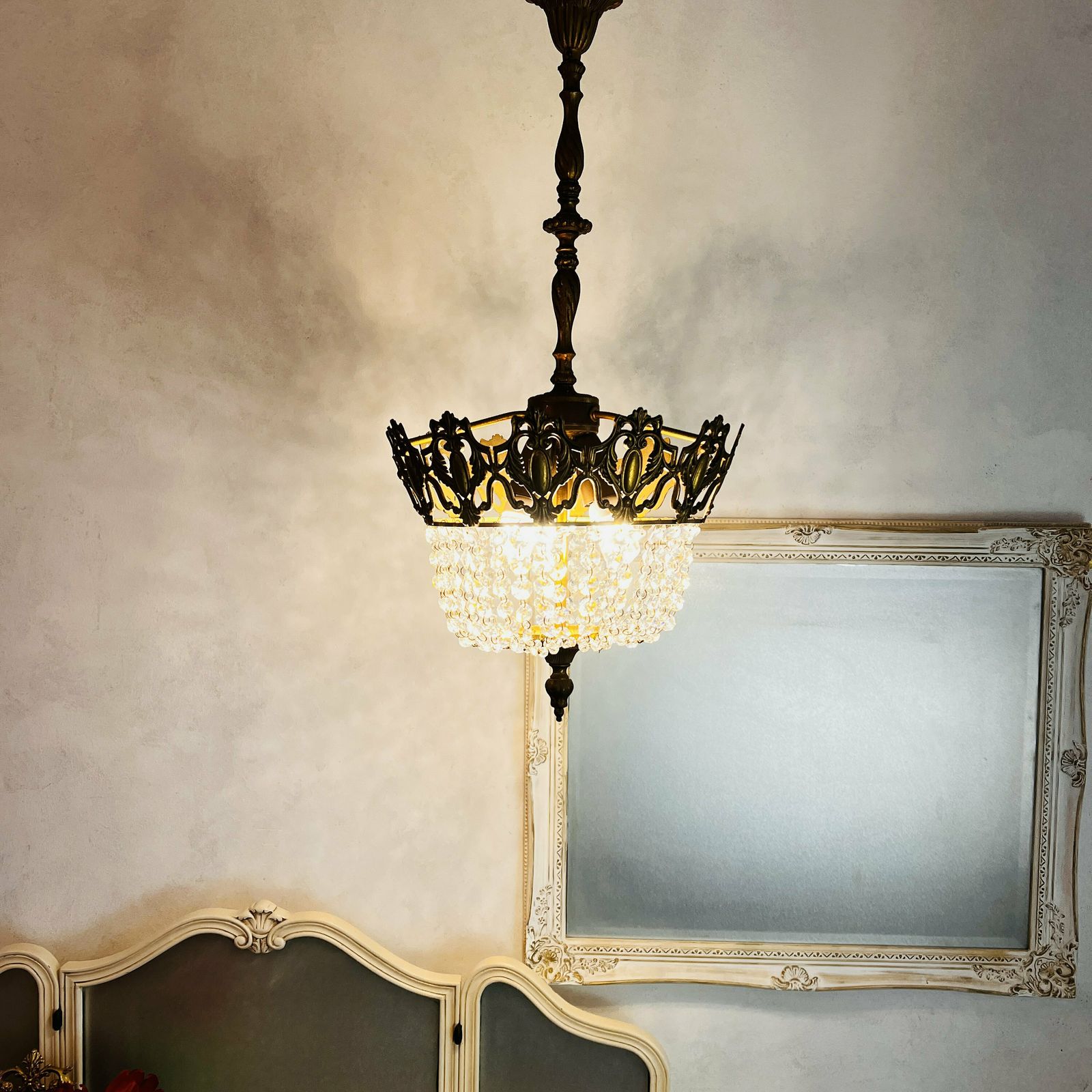 Vintage Kroonluchter, Franse Kristallen Tent  En Taskroonluchter, Woningverlichting photo Verlichting