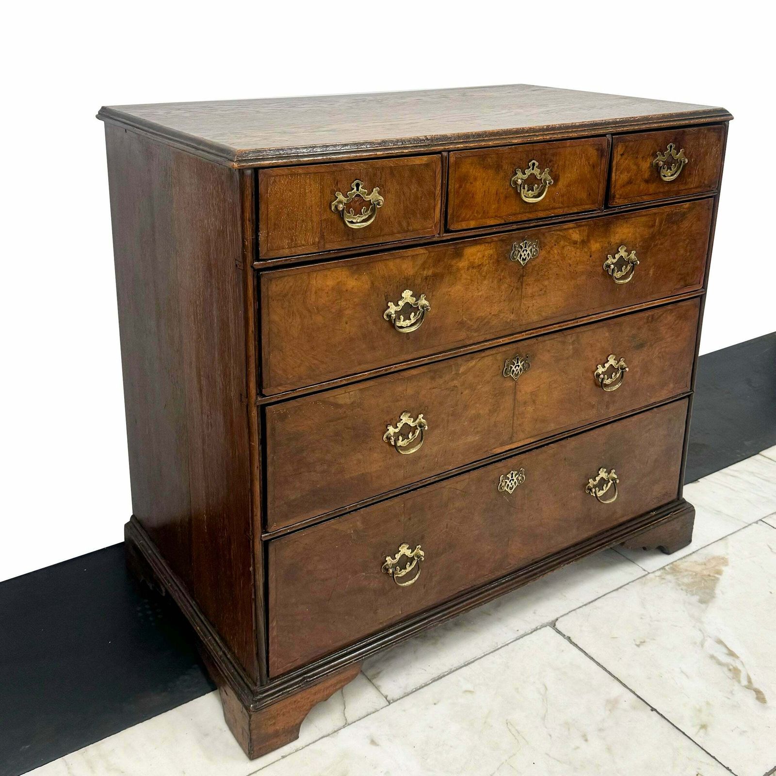 Antique 18th Century Oak And Walnut Chest Of Drawers