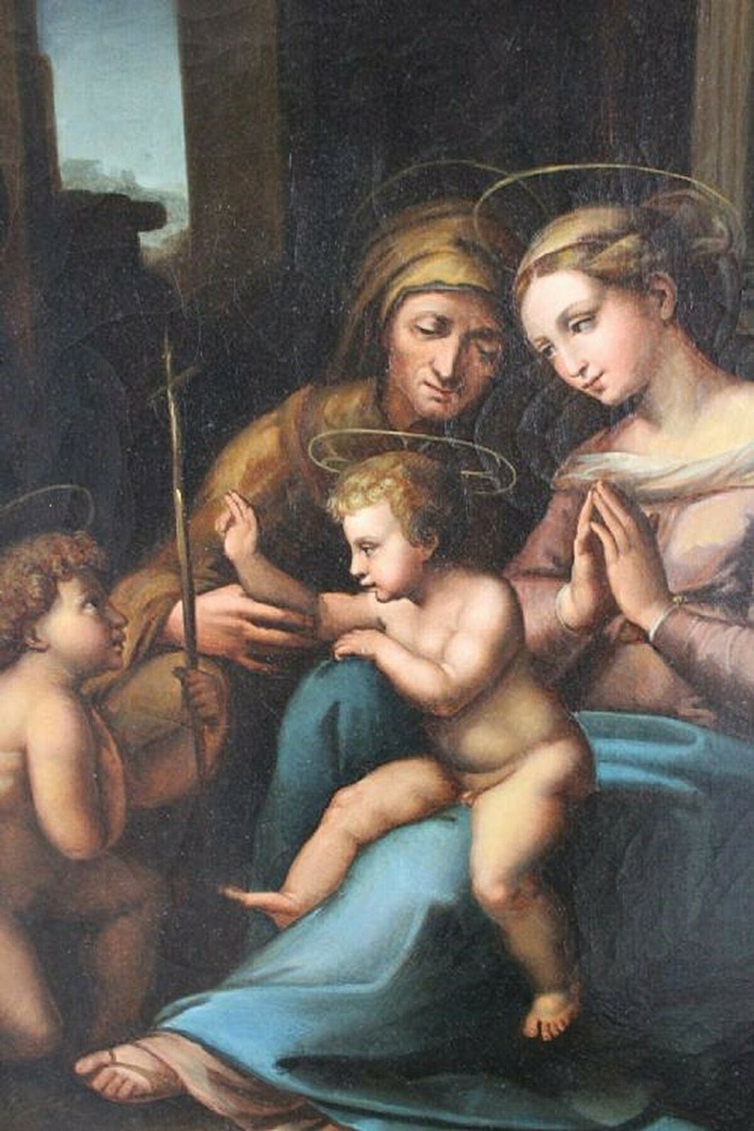 Art Antique Italian Oil Painting  After Raphael photo