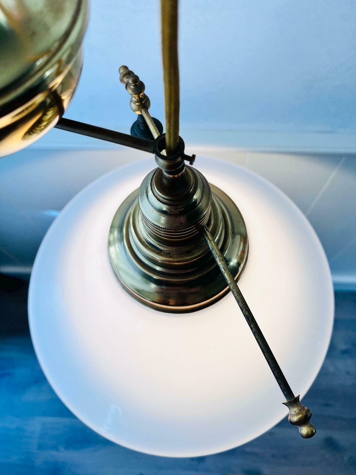 photo furniture Vintage Messing Hanglamp Met Treksysteem