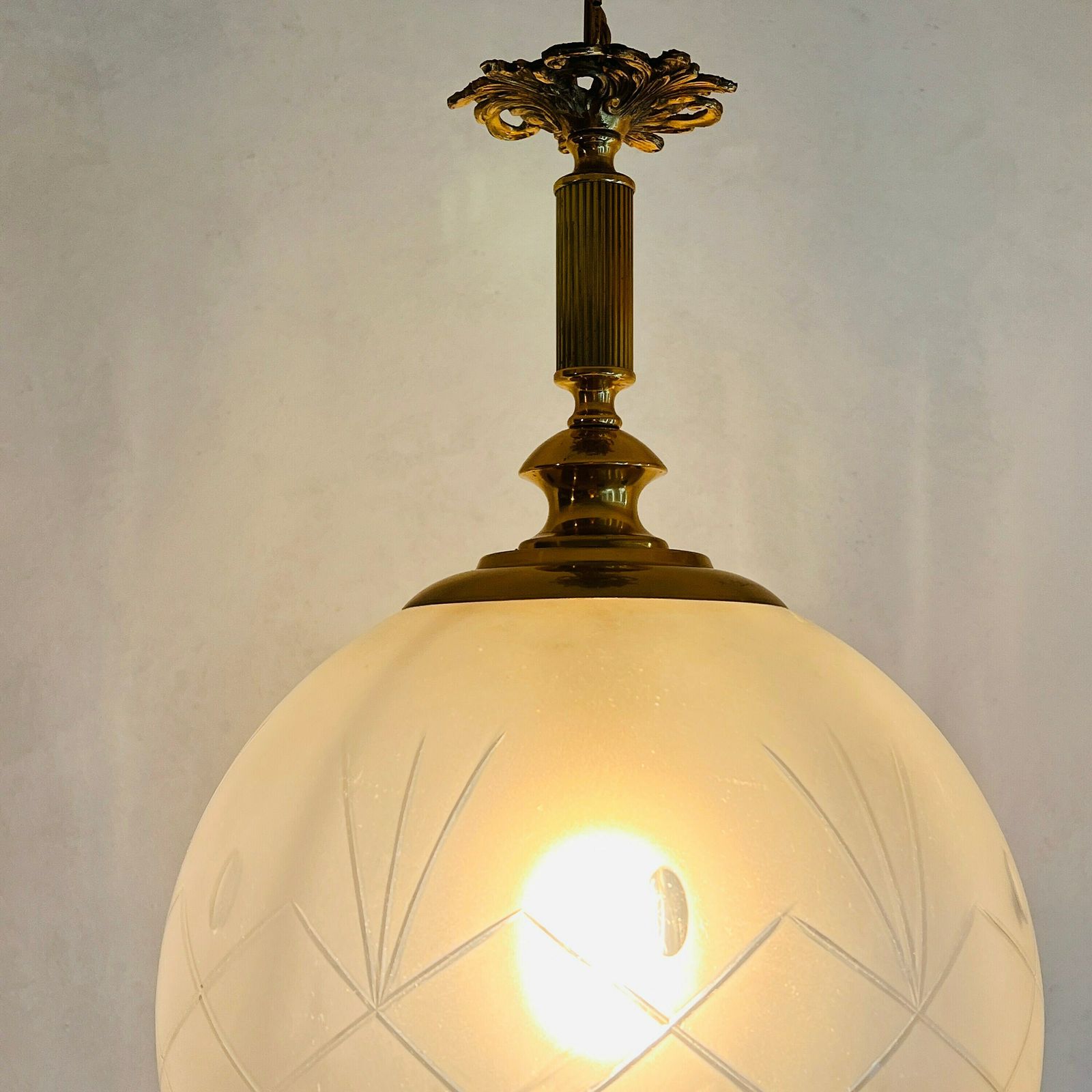 Pair Of Spheres Art Nouveau Frosted Glass Ceiling Lights Lamps, Lantern Style Hanging Lamps photo 2412.0