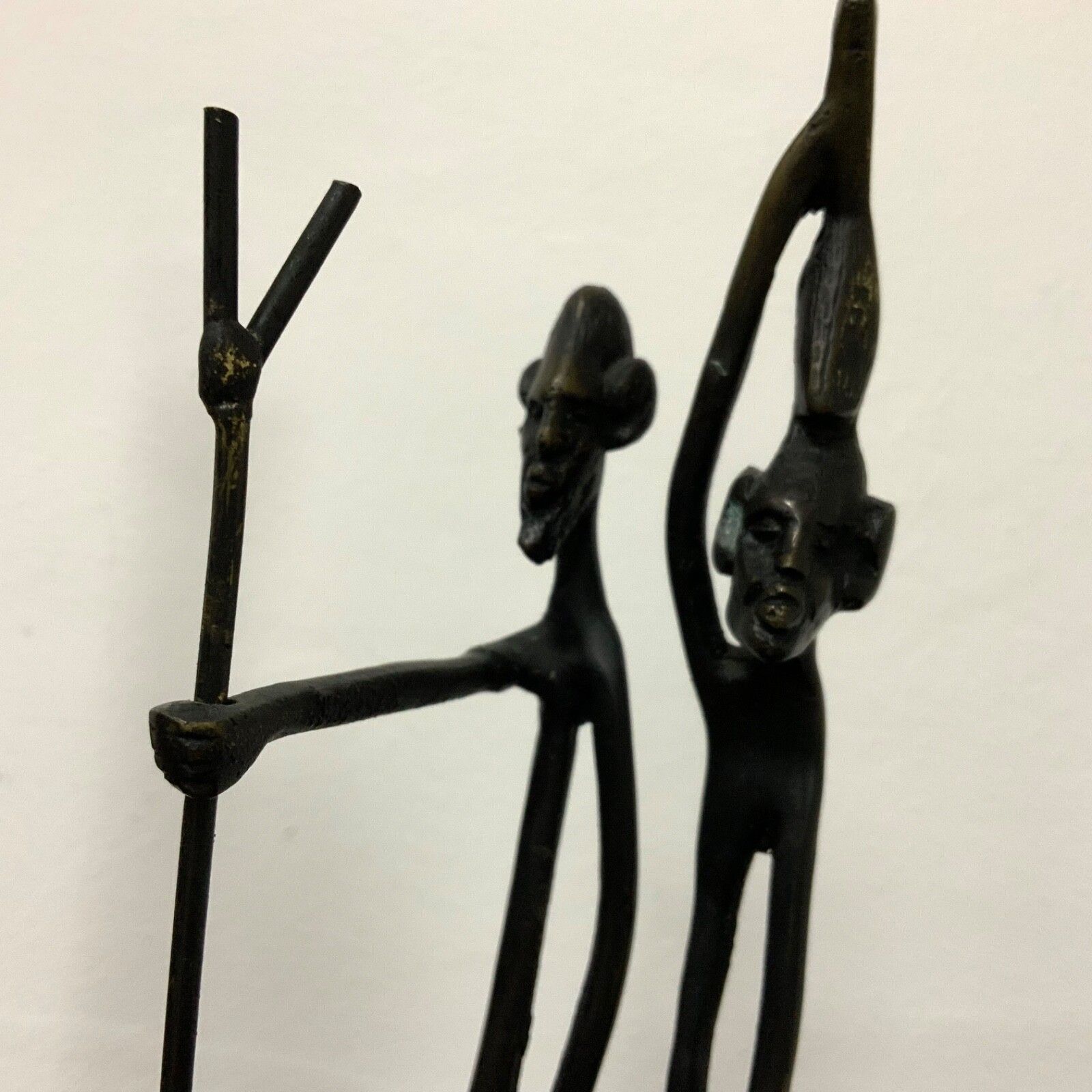 Vintage Pair Of African Tribesman Bronze / Brass Statues Figurines 2 photo buy