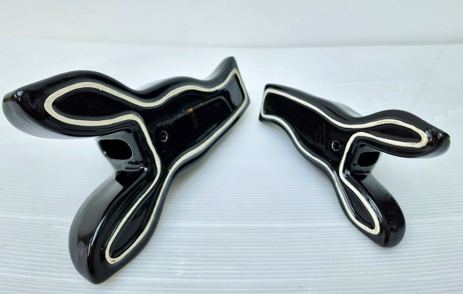 Pair Of Deers Head Wall Vase Pocket Sconces Black Gold Modernist / Mid Century photo 80.0