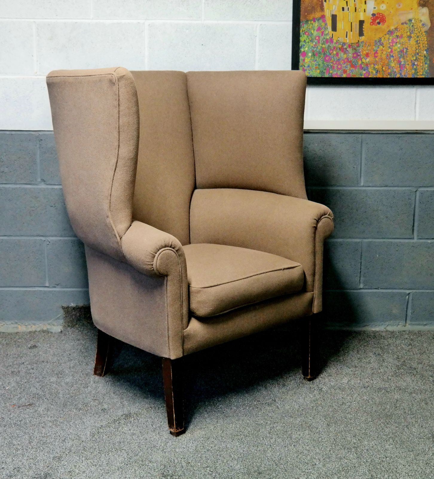 Stunning George III Wing Back Library Club Fireside Armchair   Sand photo 899.0