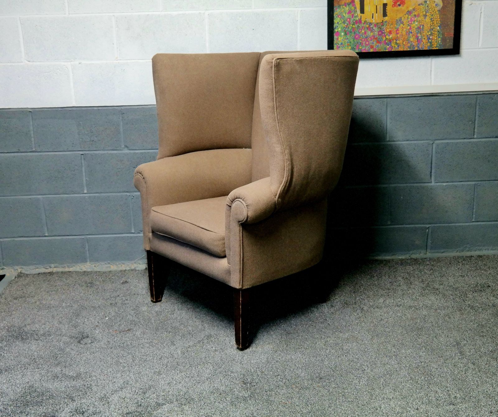 Furniture Stunning George III Wing Back Library Club Fireside Armchair   Sand photo