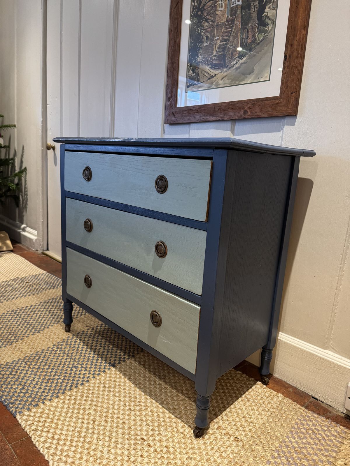 Three Drawer Chest Painted In Farrow & Ball Blues photo furniture
