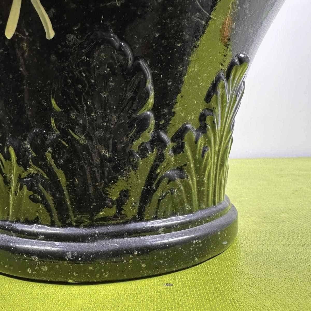 Black Bassano Ceramic Vase With Hand Painted Decorations Enriched By Artisanal Composition photo Home Decor
