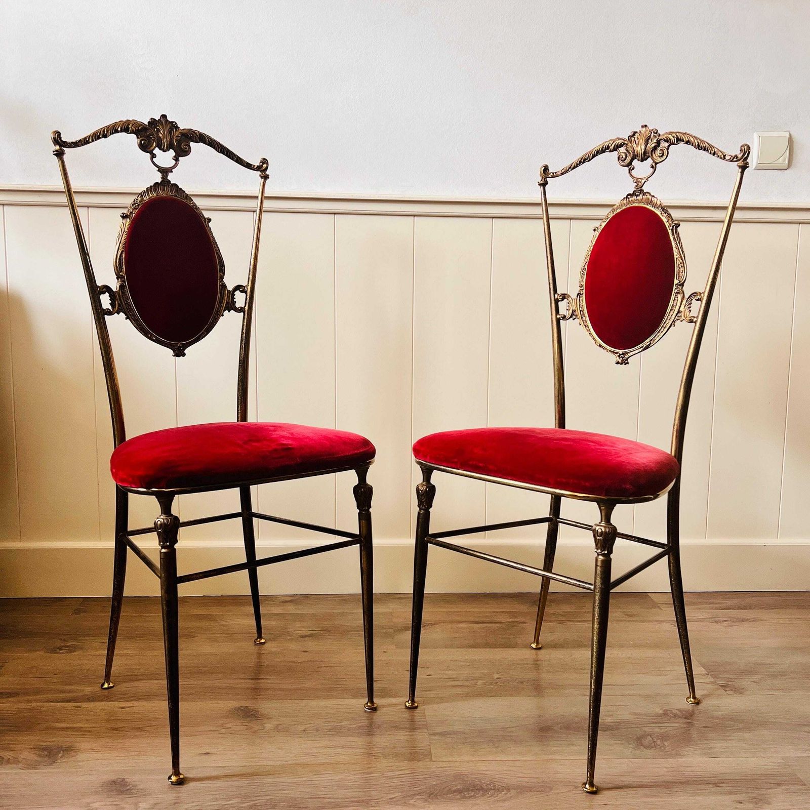 Remarkable Pair Of Brass Chairs, Italian Home Furniture, Interior Design photo furniture